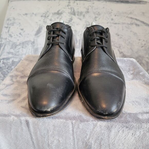 Magnanni‎ Cap Toe Mens 9.5 Black Leather Oxford Shoes - Picture 2 of 14